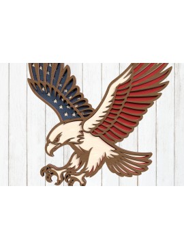 Σετ των 3 Intra απο ξύλο plywood 3mm-4mm πάχος με αμερικανική σημαία Δίασταση 8x8 cm INTRAFABR-122116199