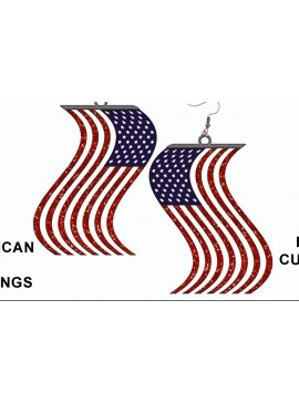 Σετ των 3 Intra απο ξύλο plywood 3mm-4mm πάχος Σκουλαρίκια American Flag Δίασταση 3x3 cm INTRAFABR-31664950