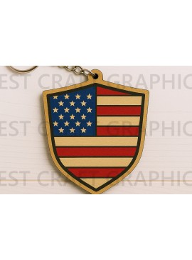 Σετ των 3 Intra απο ξύλο plywood 3mm-4mm πάχος Μπρελόκ American Flag Shield Δίασταση 6x6 cm INTRAFABR-122667836