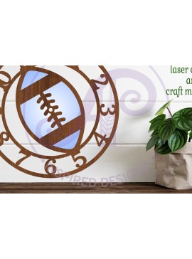 Σετ των 3 Intra απο ξύλο plywood 3mm-4mm πάχος Πρότυπο ρολογιού τοίχου αμερικανικού ποδοσφαίρου μπάλα Δίασταση 8x8 cm INTRAFABR-93038337