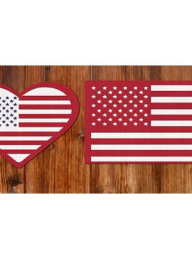 Σετ των 2 Intra απο ξύλο plywood 3mm-4mm πάχος Αμερικανική Καρδιά Σημαία Δίασταση 30x20 cm INTRAFABR-16035383