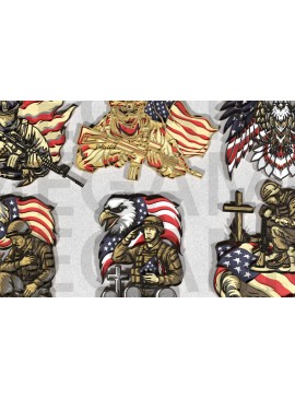 Σετ των 2 Intra απο ξύλο plywood 3mm-4mm πάχος American Heroes Eagle 4 Ιουλίου Δίασταση 25x25 cm INTRAFABR-123357323