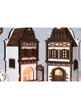 Σετ των 2 Intra απο ξύλο plywood 3mm-4mm πάχος Amsterdam House. Κηροπήγιο Δίασταση 30x20 cm INTRAFABR-114872967