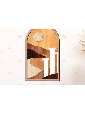 Intra απο ξύλο plywood 3mm-4mm πάχος Αρχαίες στήλες στο ηλιοβασίλεμα τρισδιάστατες στρώσεις Δίασταση 40x40 cm INTRAFABR-125136096