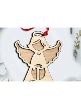 Σετ των 3 Intra απο ξύλο plywood 3mm-4mm πάχος Angel  Letter T Ιερό Στολίδι Δίασταση 8x8 cm INTRAFABR-116353310