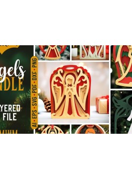 Σετ των 3 Intra απο ξύλο plywood 3mm-4mm πάχος Angels 3D Layered Cut  Δίασταση 4x5 cm INTRAFABR-46110102