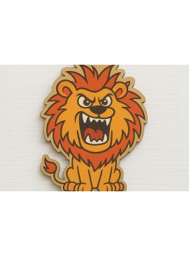 Σετ των 3 Intra απο ξύλο plywood 3mm-4mm πάχος Μπρελόκ Angry Lion Cartoon Δίασταση 6x6 cm INTRAFABR-122092648