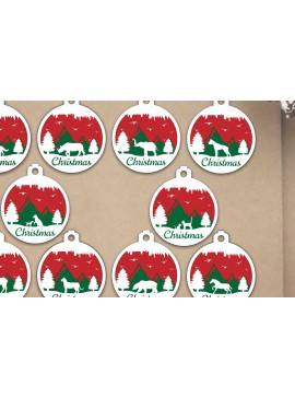 Σετ των 3 Intra απο ξύλο plywood 3mm-4mm πάχος Χριστουγεννιάτικων Μπαλών Ζώων Δίασταση 8x8 cm INTRAFABR-79734789