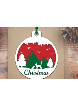 Σετ των 3 Intra απο ξύλο plywood 3mm-4mm πάχος Ζώο Χριστουγεννιάτικη Μπάλα Papercut Δίασταση 8x8 cm INTRAFABR-79734298