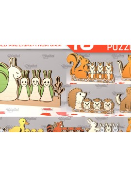 Σετ των 3 Intra απο ξύλο plywood 3mm-4mm πάχος κοπής με λέιζερ για οικογένεια παζλ ζώων Δίασταση 6x6 cm INTRAFABR-99409530