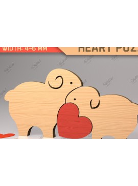 Σετ των 2 Intra απο ξύλο plywood 3mm-4mm πάχος Animal Heart Puzzle . Πρόβατα Δίασταση 15x15 cm INTRAFABR-85983498