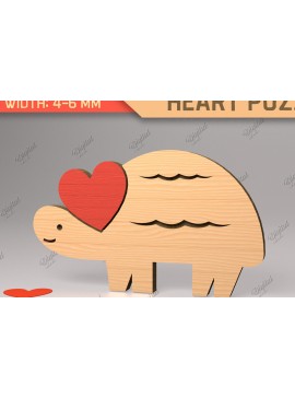 Σετ των 2 Intra απο ξύλο plywood 3mm-4mm πάχος Animal Heart Puzzle . Χελώνα Δίασταση 15x15 cm INTRAFABR-85983850