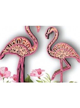 Σετ των 2 Intra απο ξύλο plywood 3mm-4mm πάχος Ζώο Mandala, FLAMINGO , Birds, 4 Layer Δίασταση 30x30 cm INTRAFABR-31647190