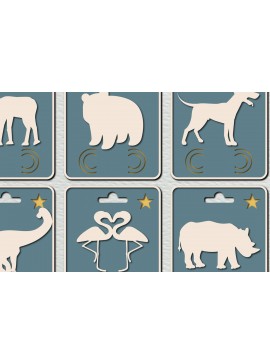 Σετ των 2 Intra απο ξύλο plywood 3mm-4mm πάχος περικοπής δέσμης καρτών χρημάτων ζώων Δίασταση 15x15 cm INTRAFABR-34168728