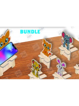 Σετ των 2 Intra απο ξύλο plywood 3mm-4mm πάχος βάσης τηλεφώνου Animal Δίασταση 15x15 cm INTRAFABR-111420255