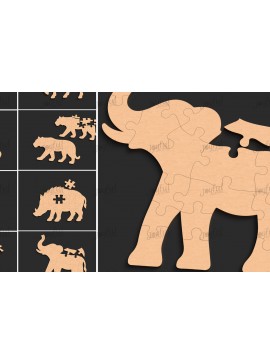 Σετ των 2 Intra απο ξύλο plywood 3mm-4mm πάχος παζλ ζώων Δίασταση 30x20 cm INTRAFABR-123421425