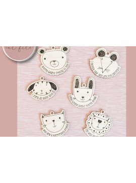 Σετ των 3 Intra απο ξύλο plywood 3mm-4mm πάχος  Animal Valentines Δίασταση 4x4 cm INTRAFABR-75553567