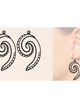 Σετ των 2 Intra απο ξύλο plywood 3mm-4mm πάχος Ξύλινα σκουλαρίκια με λέιζερ Δίασταση 3000x3000 cm INTRAFABR-118790741