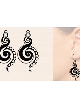 Σετ των 2 Intra απο ξύλο plywood 3mm-4mm πάχος Ξύλινα σκουλαρίκια με λέιζερ Δίασταση 3000x3000 cm INTRAFABR-118790775