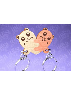 Σετ των 3 Intra απο ξύλο plywood 3mm-4mm πάχος Μπρελόκ Ζευγάρι Ζώων | Δίασταση 6x6 cm INTRAFABR-81190071