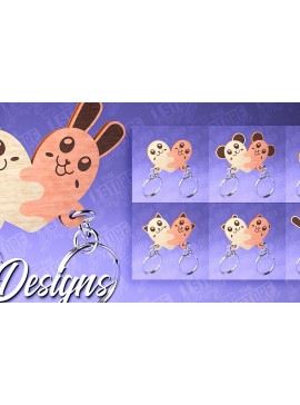 Σετ των 3 Intra απο ξύλο plywood 3mm-4mm πάχος Μπρελόκ Ζευγάρι Ζώων | Δίασταση 6x6 cm INTRAFABR-81190170