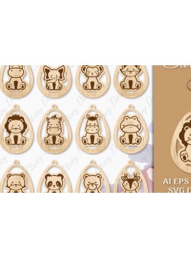 Σετ των 3 Intra απο ξύλο plywood 3mm-4mm πάχος Σκουλαρίκια ζώων Δίασταση 3x3 cm INTRAFABR-97802326