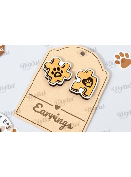 Σετ των 3 Intra απο ξύλο plywood 3mm-4mm πάχος Animals Earrings . Παζλ Δίασταση 3x3 cm INTRAFABR-115292557