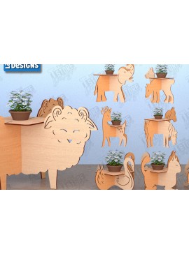 Σετ των 2 Intra απο ξύλο plywood 3mm-4mm πάχος λουλουδιών Animals |Διακόσμηση σπιτιού Δίασταση 30x20 cm INTRAFABR-119540225