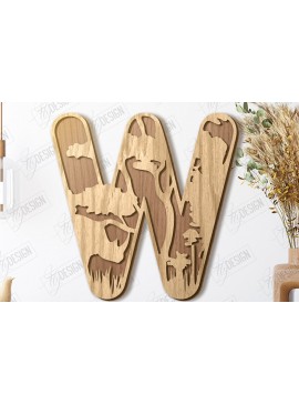 Σετ των 2 Intra απο ξύλο plywood 3mm-4mm πάχος Γράμματα ζώων | Αλφάβητο Δίασταση 15x15 cm INTRAFABR-121356540