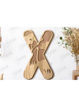 Σετ των 2 Intra απο ξύλο plywood 3mm-4mm πάχος Γράμματα ζώων | Αλφάβητο Δίασταση 15x15 cm INTRAFABR-121356543