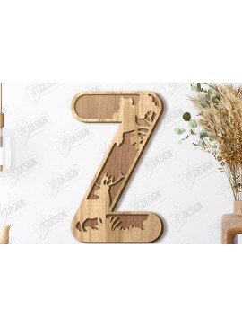 Σετ των 2 Intra απο ξύλο plywood 3mm-4mm πάχος Γράμματα ζώων | Αλφάβητο Δίασταση 15x15 cm INTRAFABR-121356551