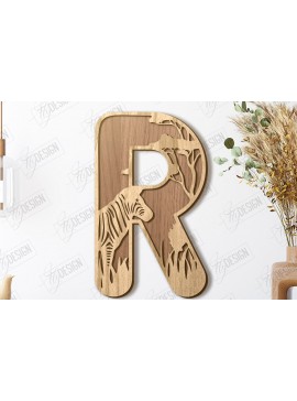Σετ των 2 Intra απο ξύλο plywood 3mm-4mm πάχος Γράμματα ζώων | Αλφάβητο Δίασταση 15x15 cm INTRAFABR-121356514
