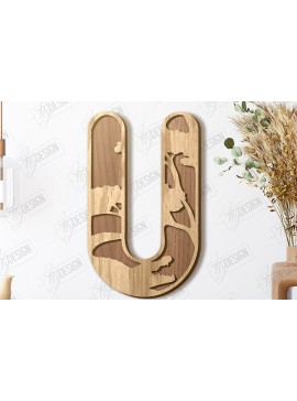 Σετ των 2 Intra απο ξύλο plywood 3mm-4mm πάχος Γράμματα ζώων | Αλφάβητο Δίασταση 15x15 cm INTRAFABR-121356536