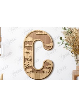Σετ των 3 Intra απο ξύλο plywood 3mm-4mm πάχος Ζώα Γράμματα | Αλφάβητο |CNC Δίασταση 15x15 cm INTRAFABR-121126751