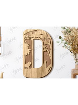 Σετ των 2 Intra απο ξύλο plywood 3mm-4mm πάχος Ζώα Γράμματα | Αλφάβητο |CNC Δίασταση 15x15 cm INTRAFABR-121126759
