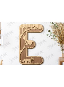 Σετ των 2 Intra απο ξύλο plywood 3mm-4mm πάχος Ζώα Γράμματα | Αλφάβητο |CNC Δίασταση 15x15 cm INTRAFABR-121126760