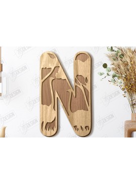 Σετ των 2 Intra απο ξύλο plywood 3mm-4mm πάχος Γράμματα ζώων | Αλφάβητο Δίασταση 15x15 cm INTRAFABR-121356493