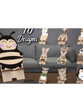 Σετ των 2 Intra απο ξύλο plywood 3mm-4mm πάχος κοπής με λέιζερ θήκες τηλεφώνων ζώων Δίασταση 15x15 cm INTRAFABR-114805693