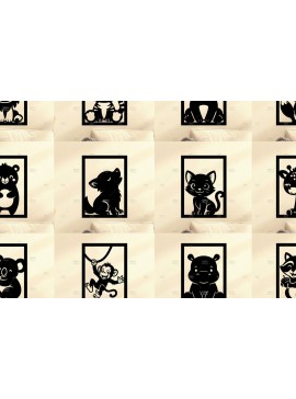 Intra απο ξύλο plywood 3mm-4mm πάχος Animals Wall Art για Νηπιαγωγείο Δίασταση 40x40 cm INTRAFABR-123564128