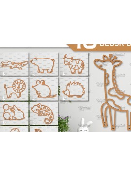 Intra απο ξύλο plywood 3mm-4mm πάχος Διακόσμηση τοίχου Animals Δέσμη κοπής με λέιζερ Δίασταση 30x20 cm INTRAFABR-102465600