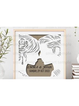 Σετ των 2 Intra απο ξύλο plywood 3mm-4mm πάχος Επετειακό 3d Shadowbox, Wedding Δίασταση 15x15 cm INTRAFABR-81184709