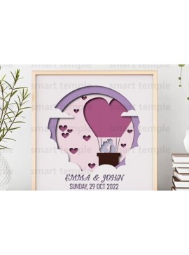 Σετ των 2 Intra απο ξύλο plywood 3mm-4mm πάχος Επετειακό 3d Shadowbox, Wedding Δίασταση 15x15 cm INTRAFABR-81184316