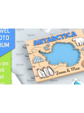 Σετ των 2 Intra απο ξύλο plywood 3mm-4mm πάχος Ανταρκτική Ταξιδιωτικό άλμπουμ φωτογραφιών με λέιζερ Δίασταση 30x20 cm INTRAFABR-99195047