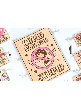 Σετ των 2 Intra απο ξύλο plywood 3mm-4mm πάχος κοπής με λέιζερ για κάρτες Anti Valentine's Cards Δίασταση 15x15 cm INTRAFABR-112096806