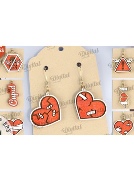 Σετ των 3 Intra απο ξύλο plywood 3mm-4mm πάχος AntiValentine's Earrings  Δίασταση 3x3 cm INTRAFABR-111752423