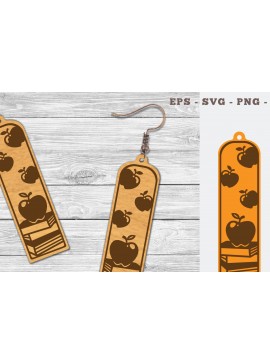 Σετ των 3 Intra απο ξύλο plywood 3mm-4mm πάχος Σκουλαρίκια Apple and Book Cut  Δίασταση 3x3 cm INTRAFABR-103061172