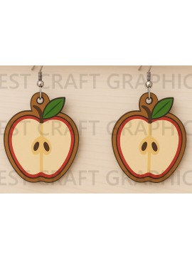 Σετ των 3 Intra απο ξύλο plywood 3mm-4mm πάχος για Apple Slice Earrings Δίασταση 3x3 cm INTRAFABR-123671484