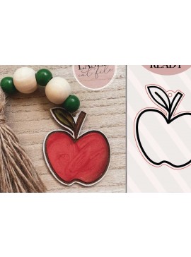 Σετ των 3 Intra απο ξύλο plywood 3mm-4mm πάχος κοπής ετικέτας με ξύλινες χάντρες της Apple Δίασταση 4x4 cm INTRAFABR-74341731