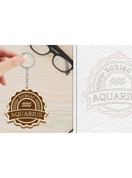 Σετ των 3 Intra απο ξύλο plywood 3mm-4mm πάχος Aquarius Keychain Δίασταση 6x6 cm INTRAFABR-102216383