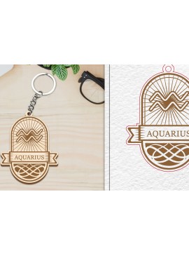 Σετ των 3 Intra απο ξύλο plywood 3mm-4mm πάχος Aquarius Keychain | Zodiac Sg Δίασταση 6x6 cm INTRAFABR-100962380
